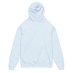 Daemon Oceanic Skyline unisex light fleece hoodie with garment dye, soft fabric, and a relaxed fit in Hydrangea color.