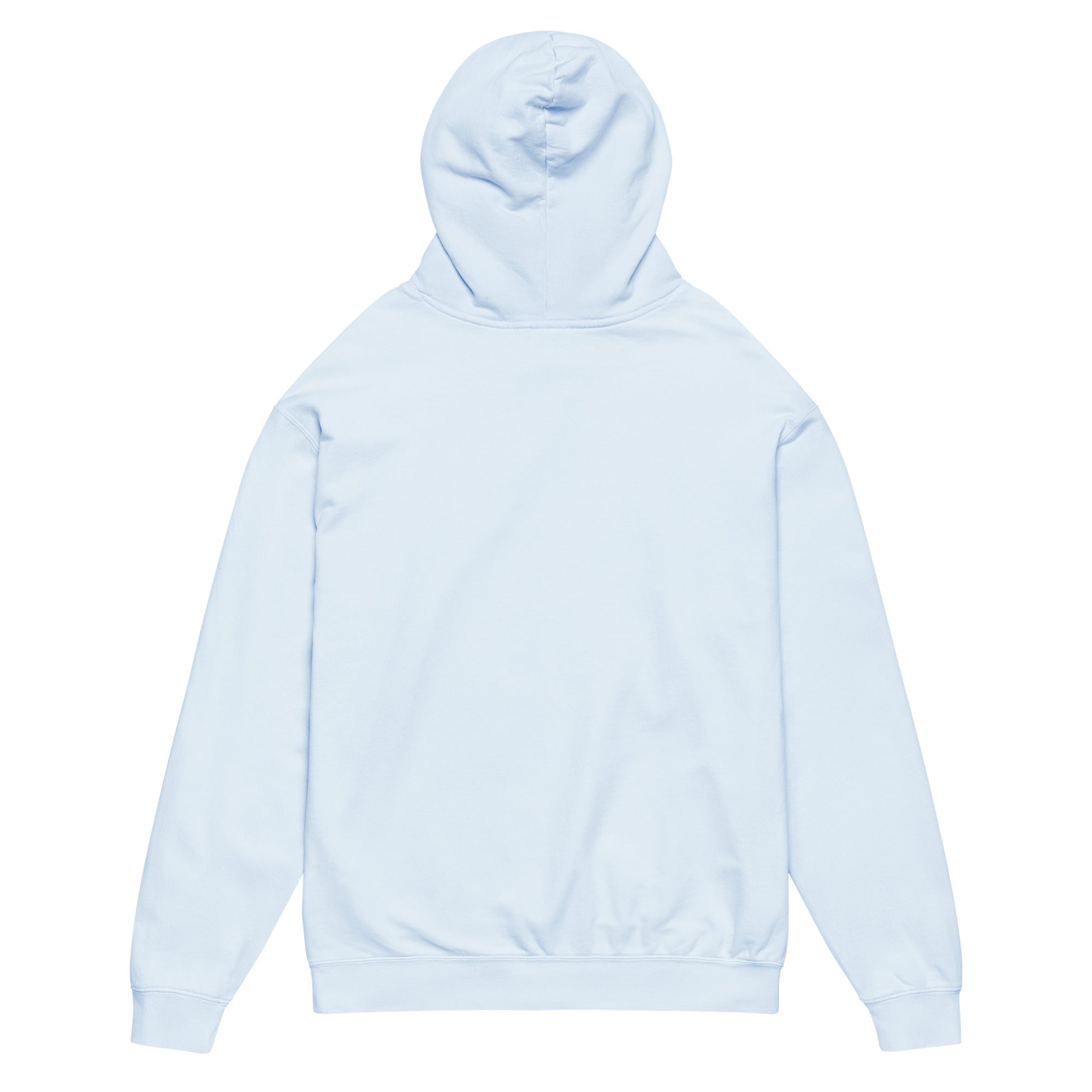 Daemon Oceanic Skyline unisex light fleece hoodie with garment dye, soft fabric, and a relaxed fit in Hydrangea color.