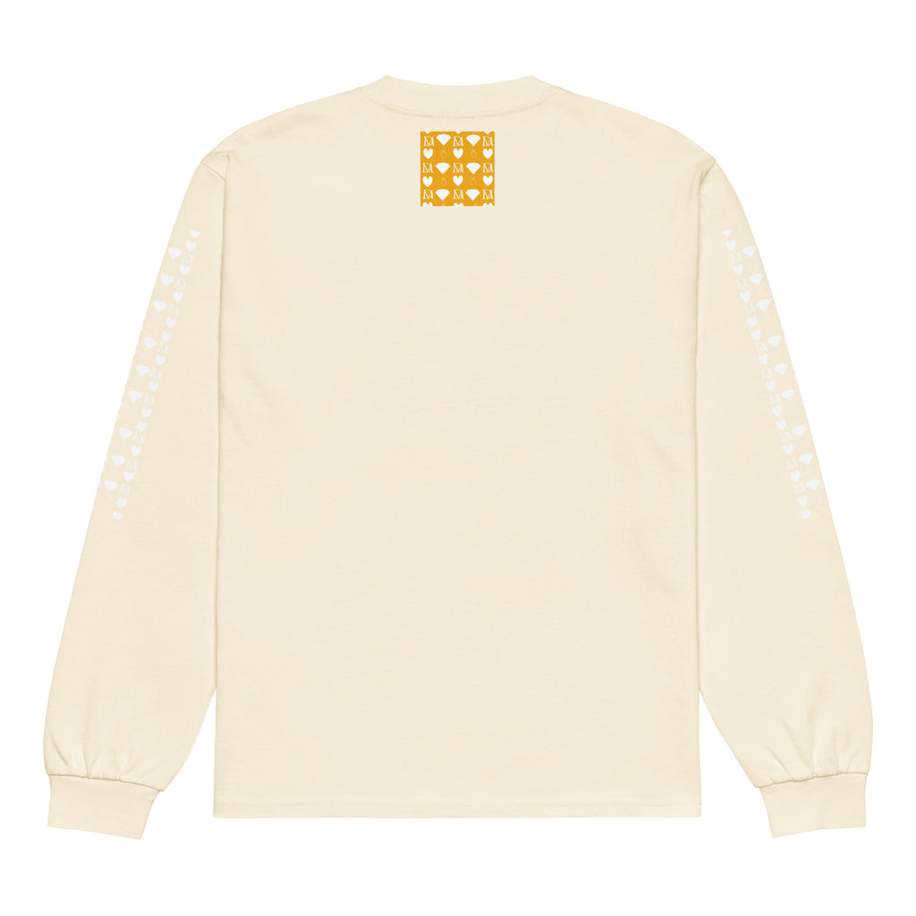 Daemon Luxury Frosted Diamonds Timbrata unisex heavyweight long-sleeve ecru shirt with back design