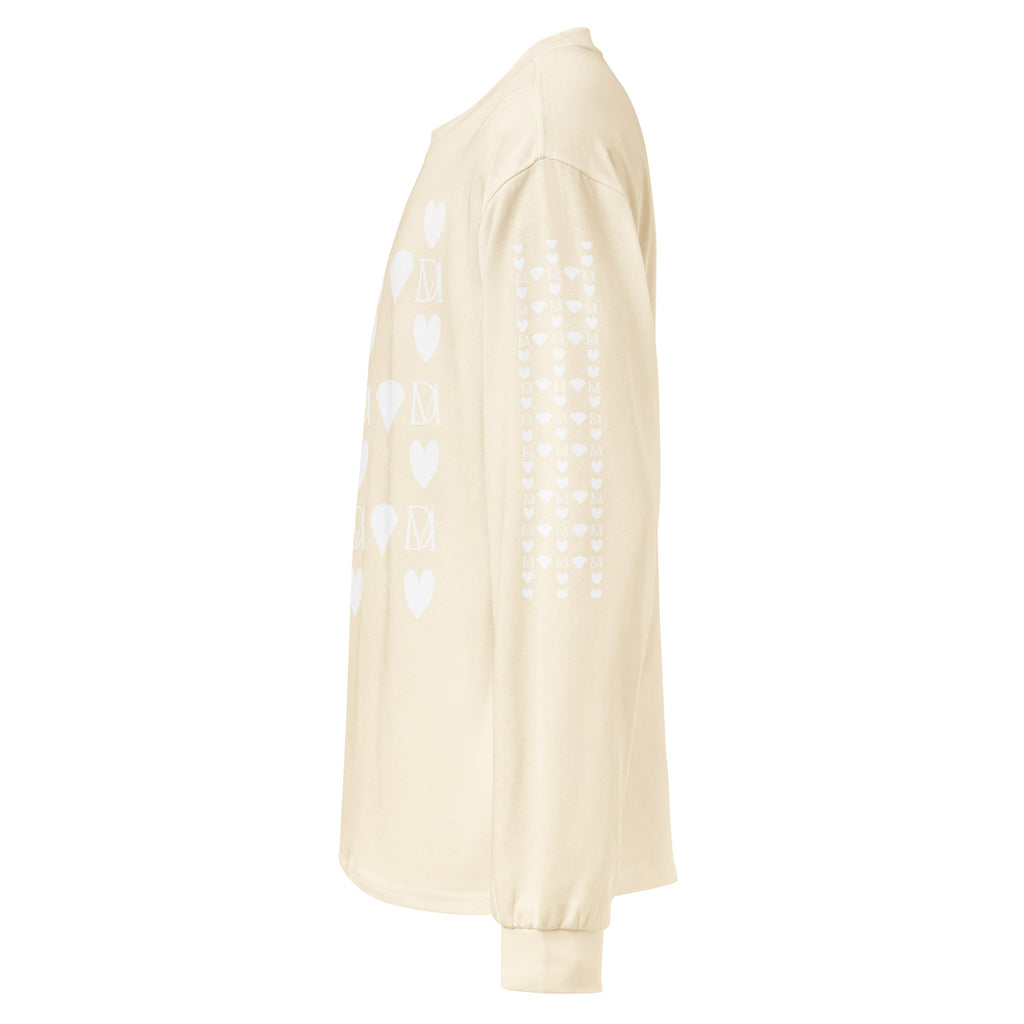Daemon Luxury Frosted Diamonds Timbrata unisex heavyweight long sleeve shirt in ecru with diamond pattern design.