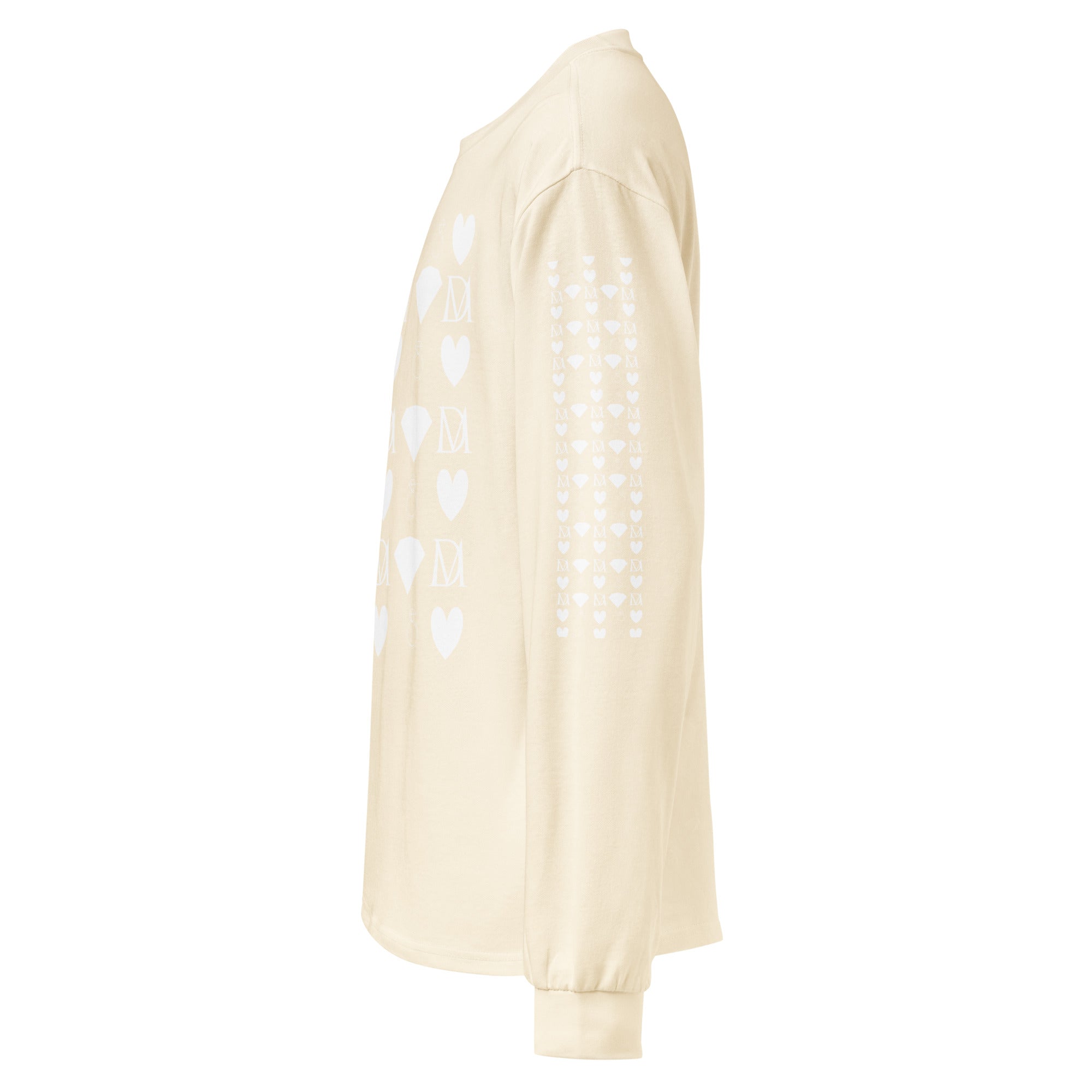 Daemon Luxury Frosted Diamonds Timbrata unisex heavyweight long sleeve shirt in ecru with diamond pattern design.