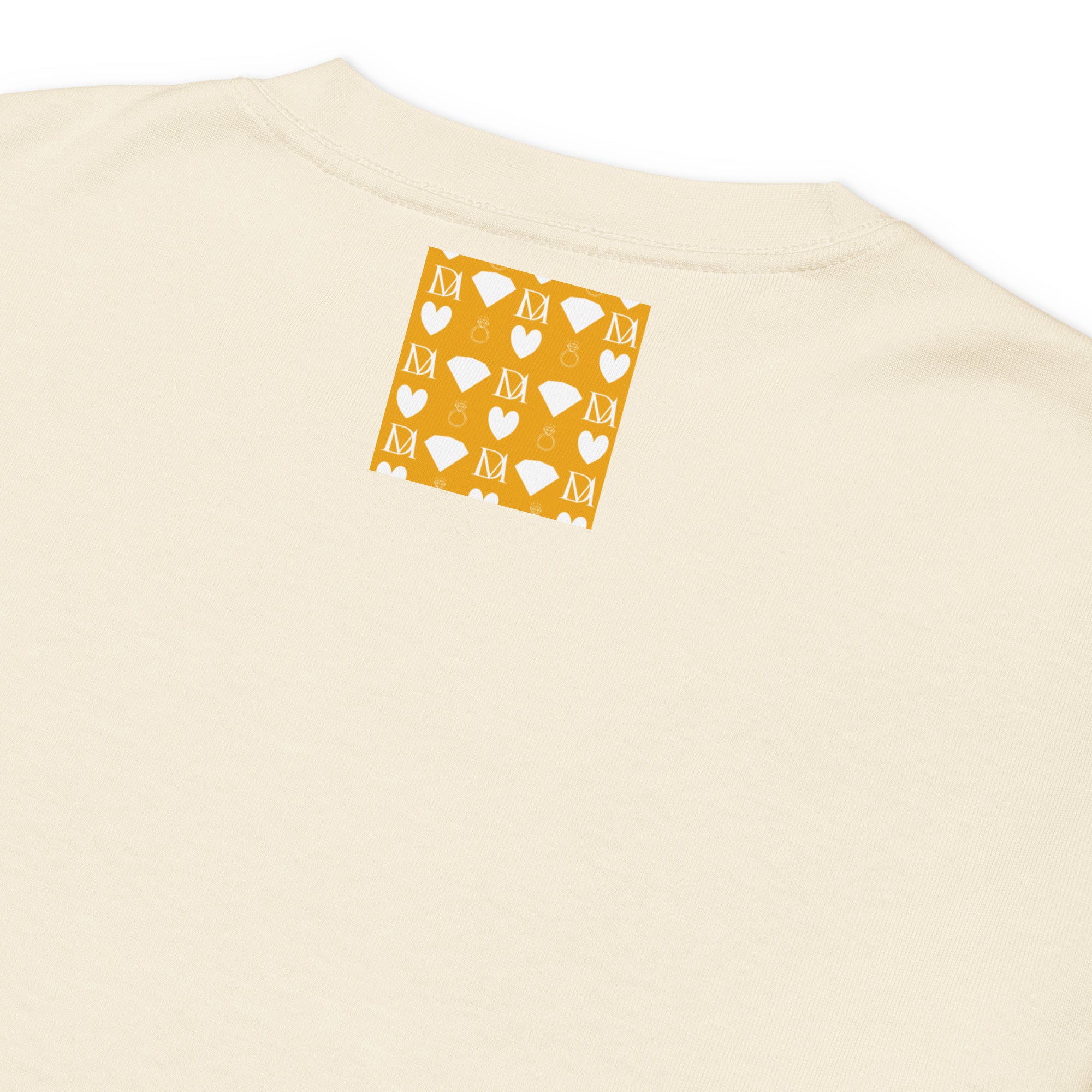 Unisex Daemon Luxury Frosted Diamonds Timbrata long-sleeve shirt in ecru, premium heavyweight fabric with a subtle diamond pattern.
