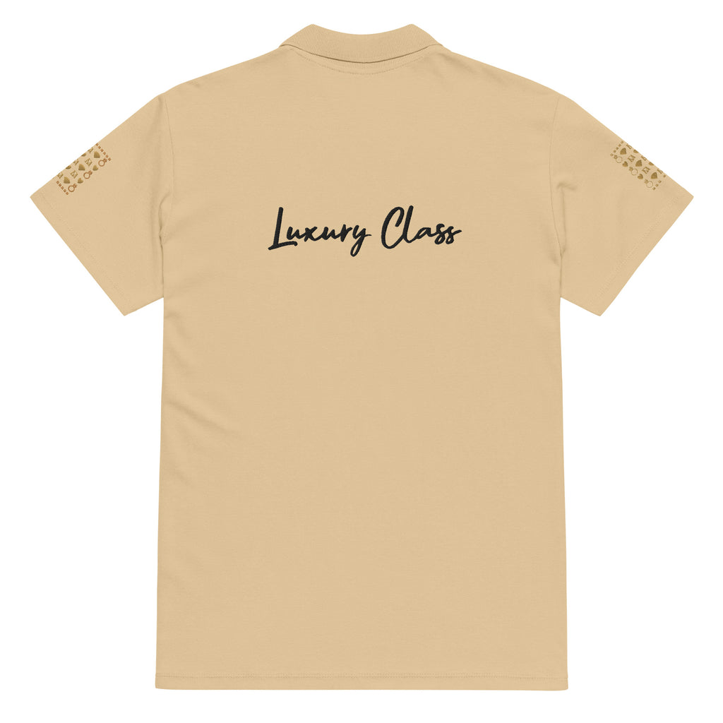 Daemon Luxury Picasso Mirrors stitched label polo shirt for men and women, in premium pique fabric with a sand back design.