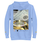 Unisex Carolina blue Daemon Luxury Overseas Scale Paco hoodie with front pocket and hood, casual streetwear style.