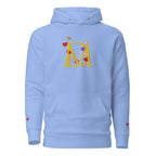 Unisex Carolina blue Daemon Luxury Overseas Scale Paco hoodie with front design, premium pullover with hood.