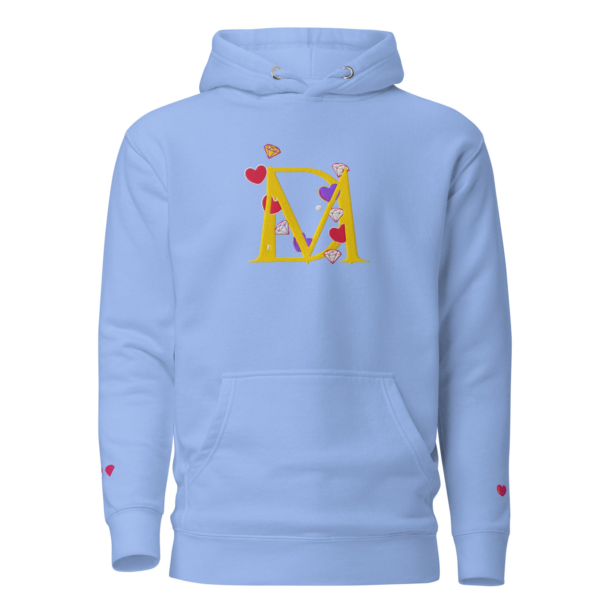 Unisex Carolina blue Daemon Luxury Overseas Scale Paco hoodie with front design, premium pullover with hood.