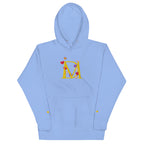 Daemon Luxury Overseas Scale Paco unisex blue hoodie with front design, premium pullover style and cozy hood.