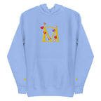 Unisex Carolina blue hoodie from Daemon Luxury's Overseas Scale Paco collection, featuring a front view of the premium pullover.