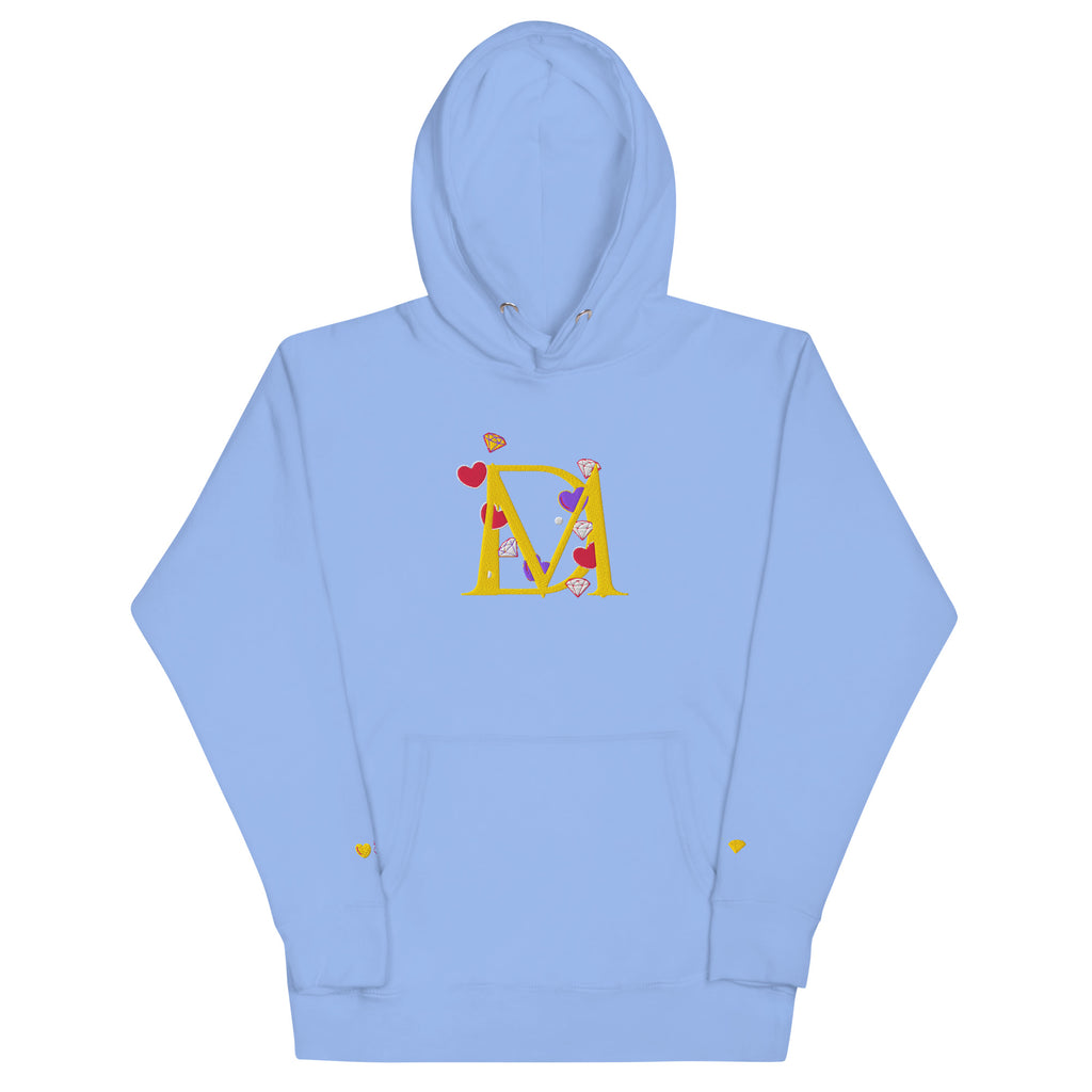 Unisex Carolina blue Daemon Luxury Overseas Scale Paco hoodie with front design and hood, premium cotton fabric.