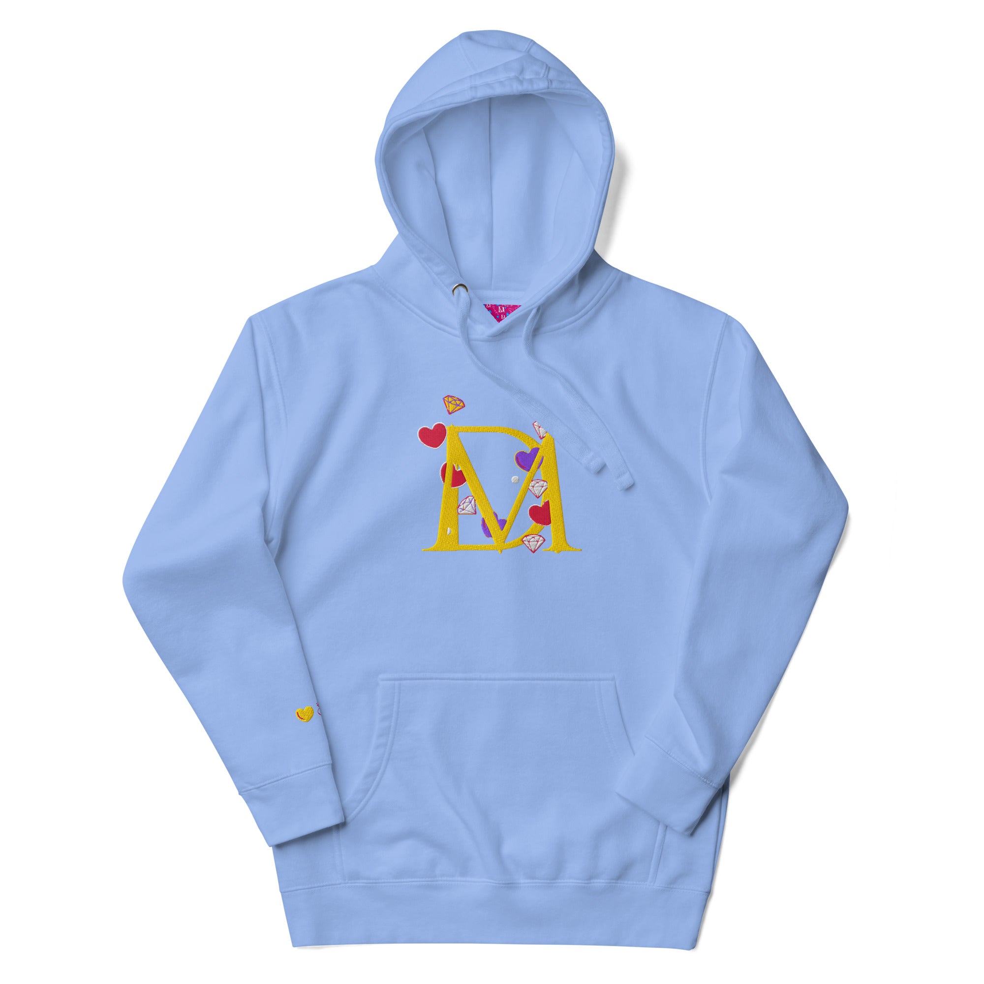 Daemon Luxury Overseas Scale Paco unisex Carolina blue hoodie with front design and hood, premium casual pullover sweatshirt.