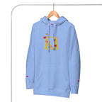Unisex Carolina blue Daemon Luxury Overseas Scale Paco hoodie with front logo print and hood, premium casual pullover.