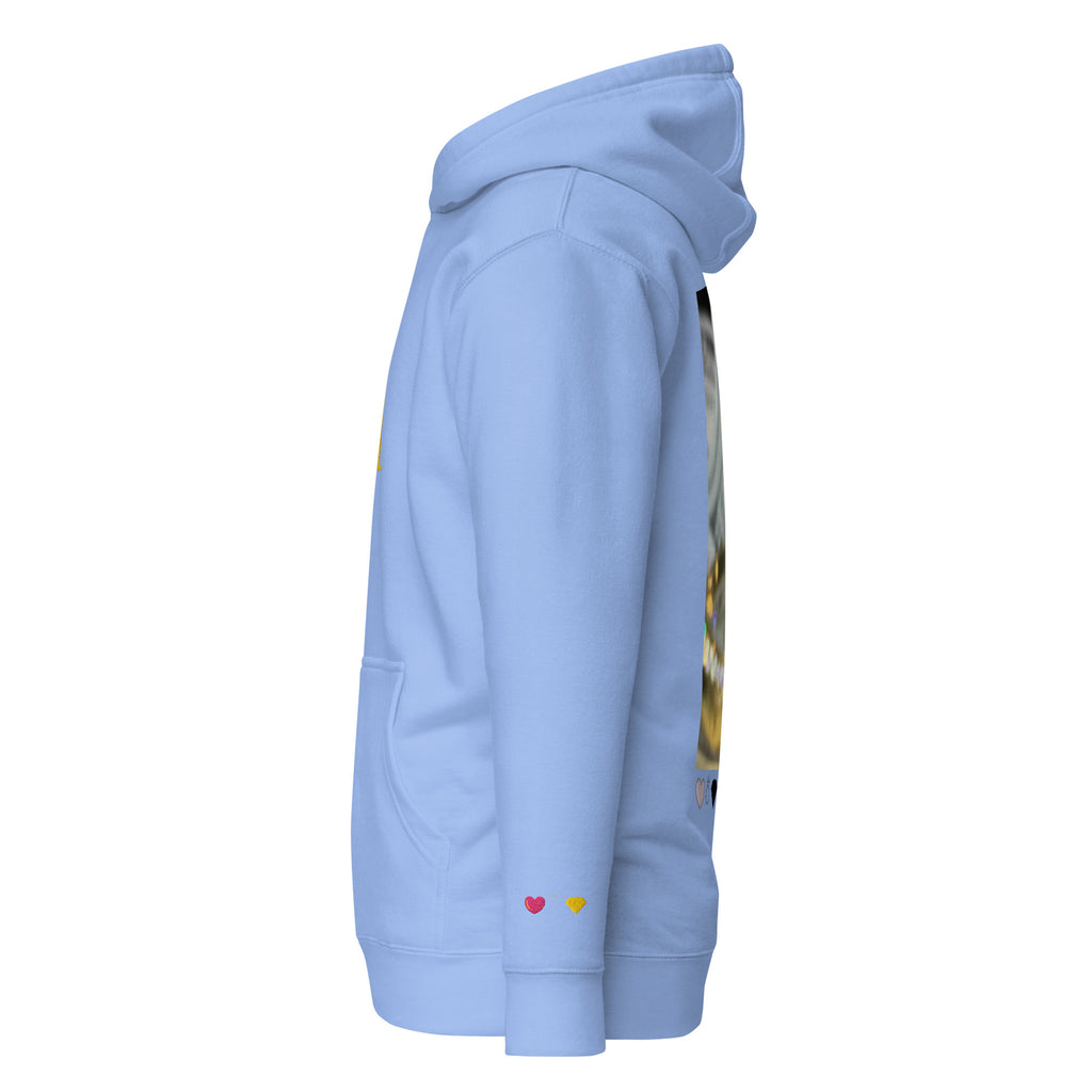 Daemon Luxury Overseas Scale Paco unisex Carolina Blue hoodie with hood and front pocket, premium casual pullover for everyday wear.