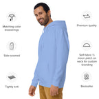 Daemon Luxury unisex Carolina Blue hooded sweatshirt, premium pullover hoodie with a relaxed fit and soft fabric.