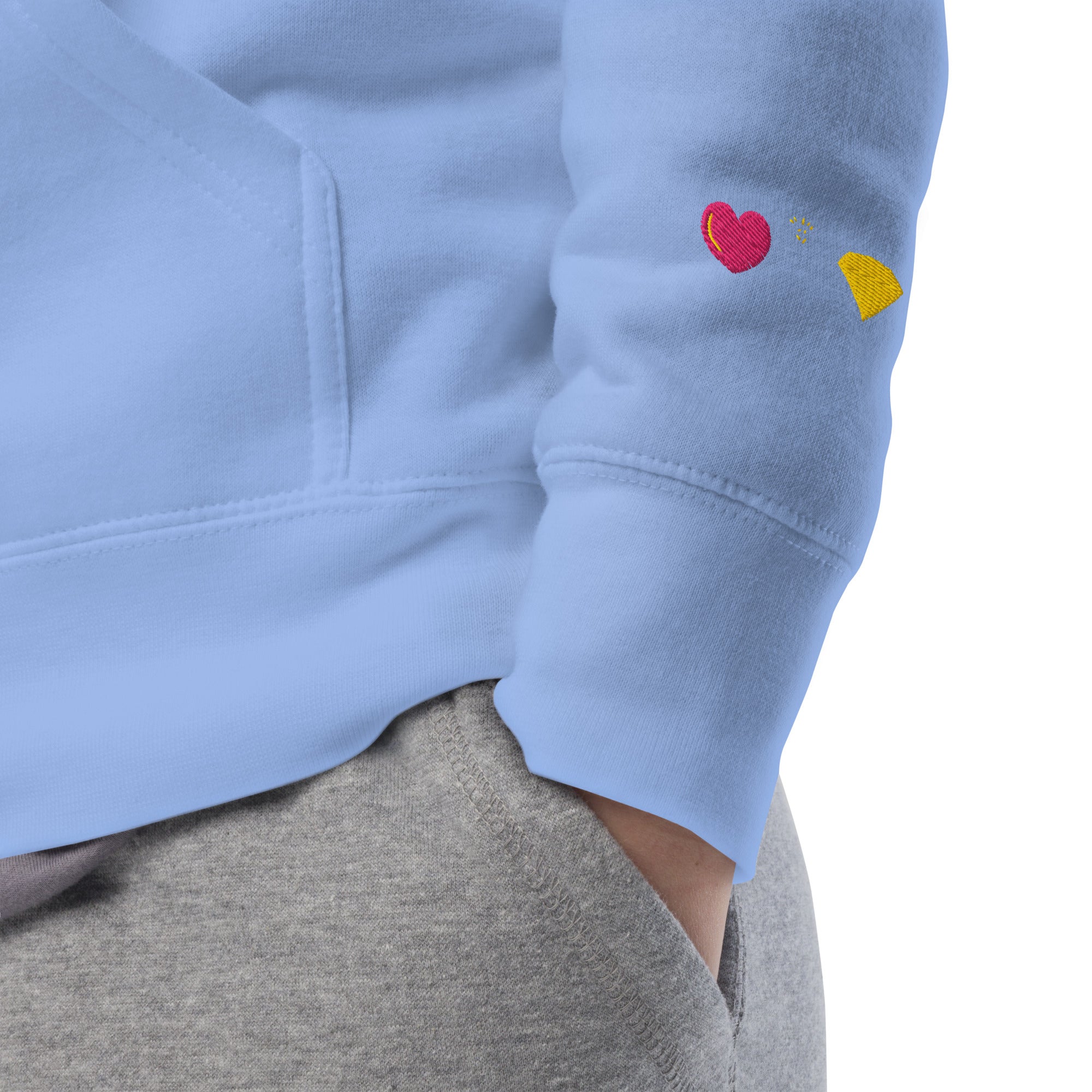 Unisex Carolina blue Daemon Luxury Paco Overseas Scale hoodie with a hood and premium pullover design.