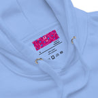 Unisex Carolina blue hoodie from Daemon Luxury's Overseas Scale Paco collection, featuring a premium pullover design with hood.