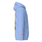 Unisex Carolina blue Daemon Luxury Paco hoodie with front pocket and hood, made from premium materials.