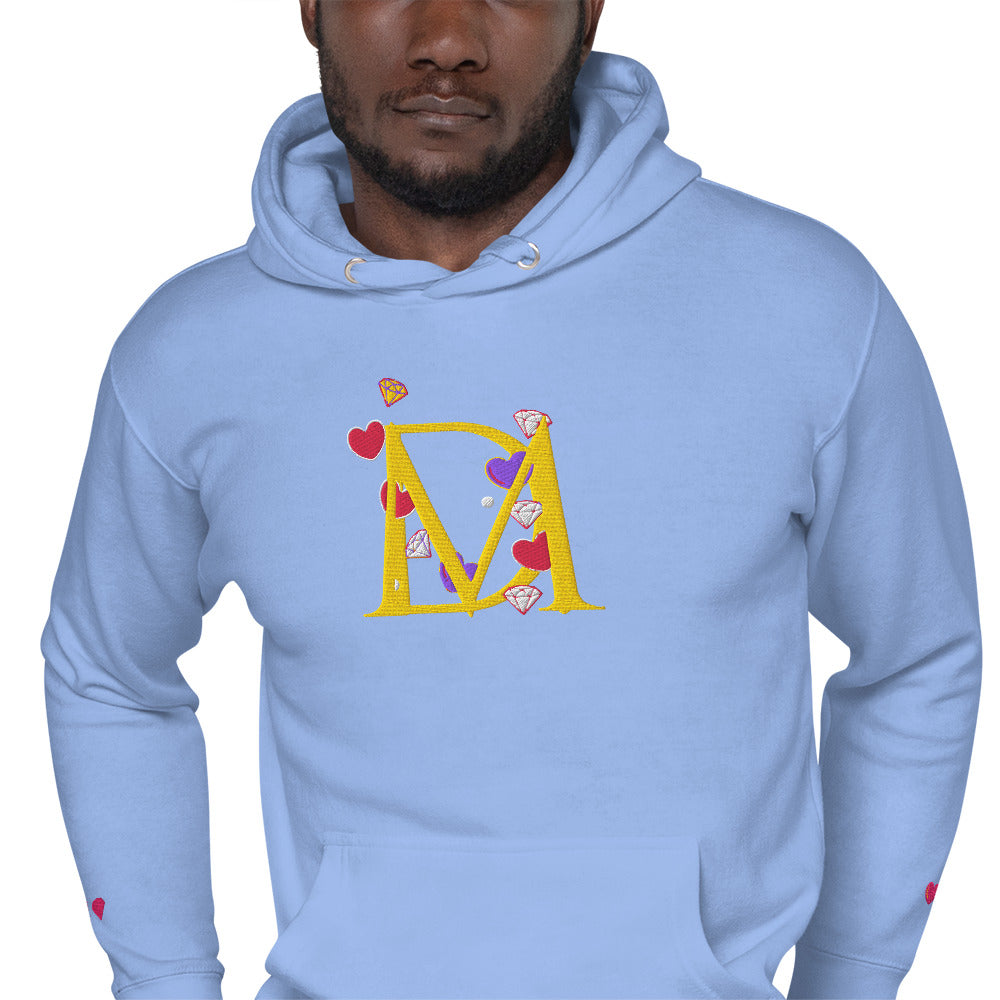 Daemon Luxury Overseas Scale Paco unisex Carolina blue hoodie with a hood, premium pullover style, close-up view.