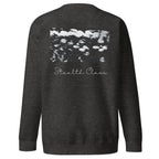 Daemon Serpentine Columbiana .1 unisex charcoal heather sweatshirt with back design, premium felpa fabric for comfort and style.
