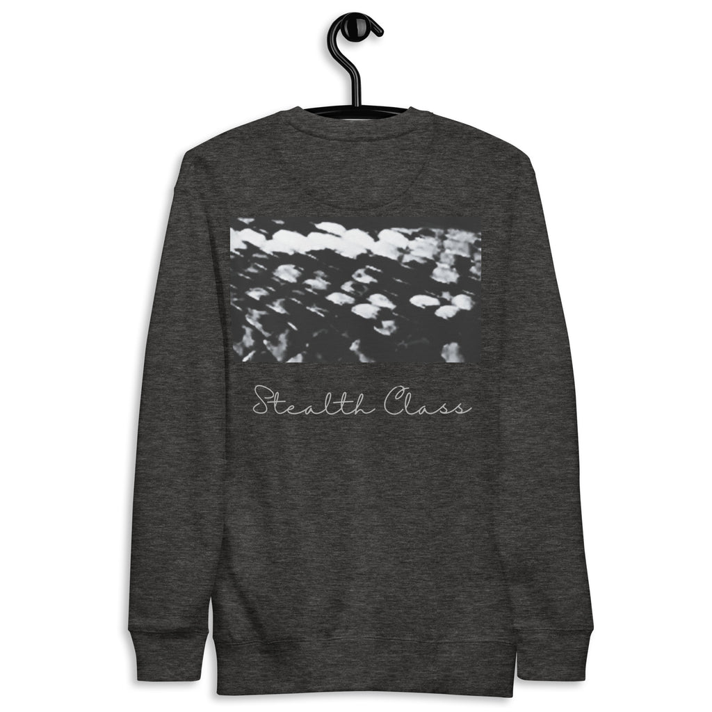 Unisex charcoal Heather Daemon Serpentine Columbiana .1 premium sweatshirt with a back design, stylish and comfortable casual wear.
