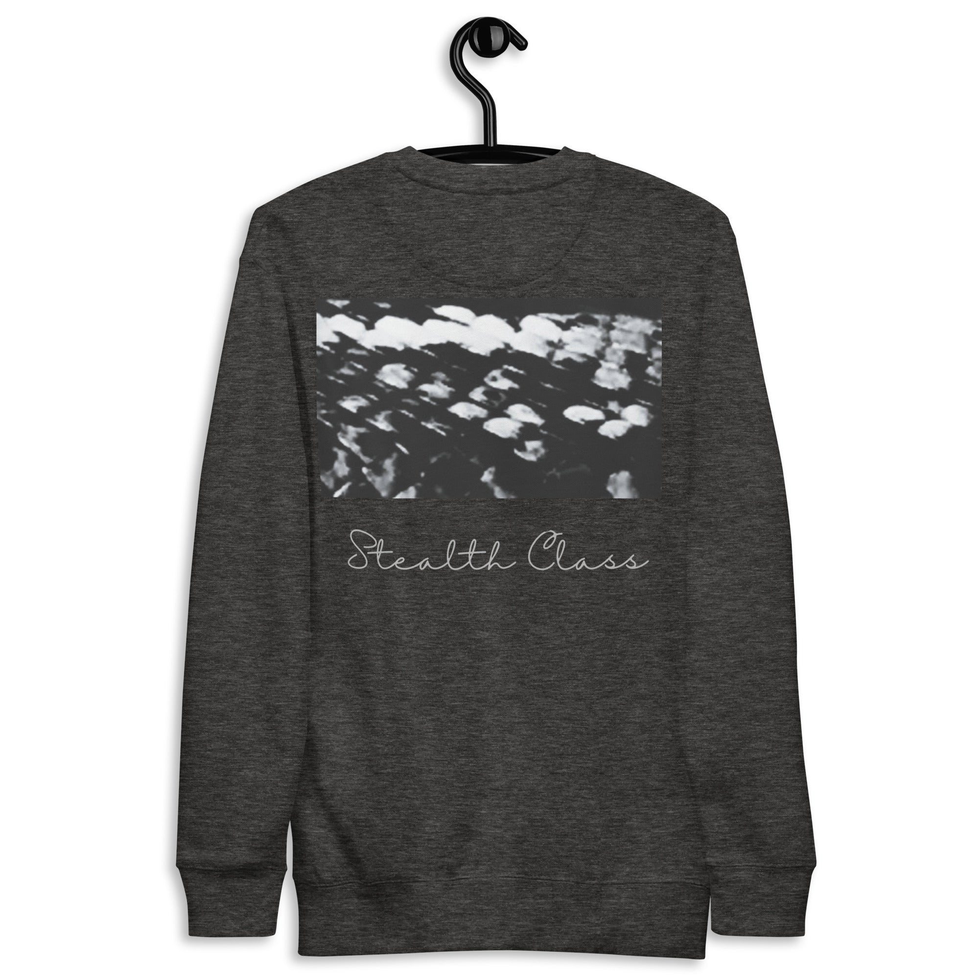 Unisex charcoal Heather Daemon Serpentine Columbiana .1 premium sweatshirt with a back design, stylish and comfortable casual wear.