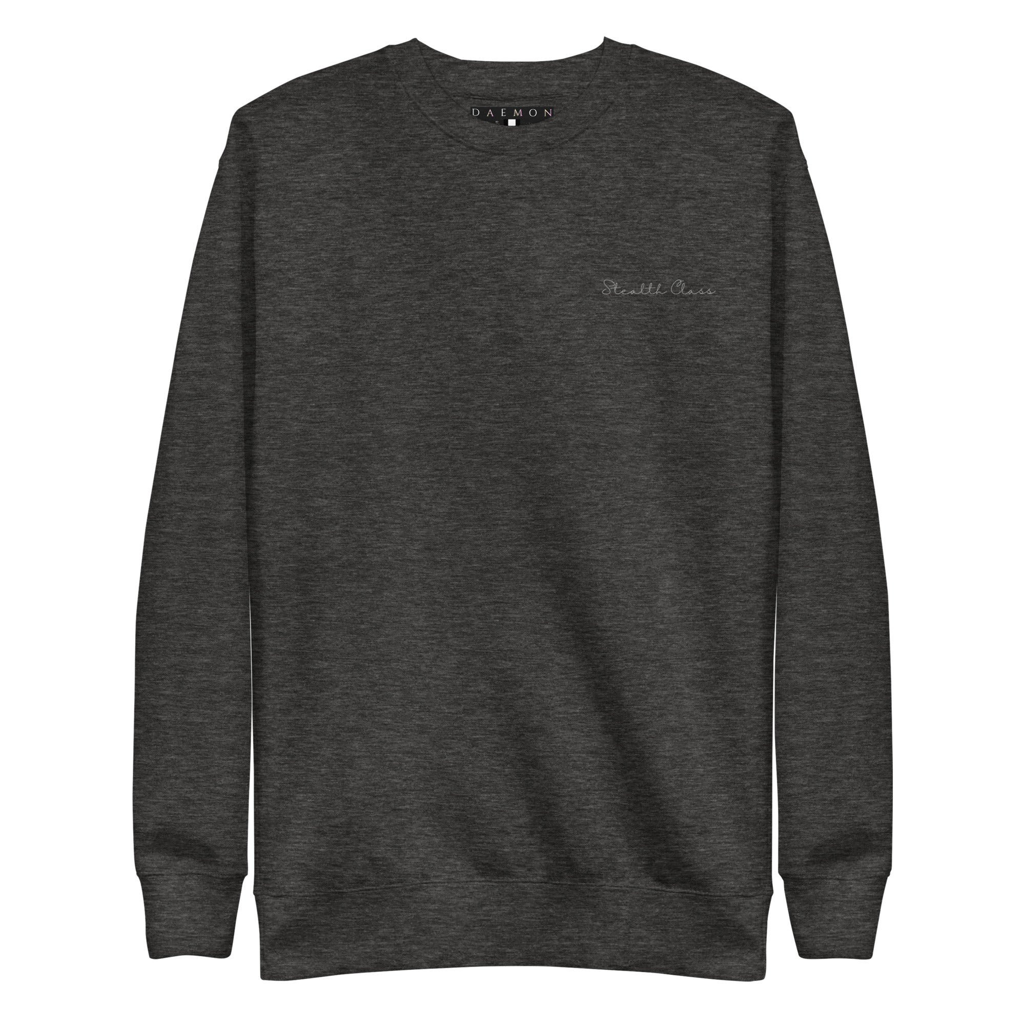 Unisex charcoal heather Daemon Serpentine Columbiana .1 sweatshirt with front graphic, premium soft fabric, casual style.