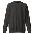 Unisex charcoal heather Daemon Serpentine Columbiana .1 premium sweatshirt with front design, casual and comfortable streetwear style.