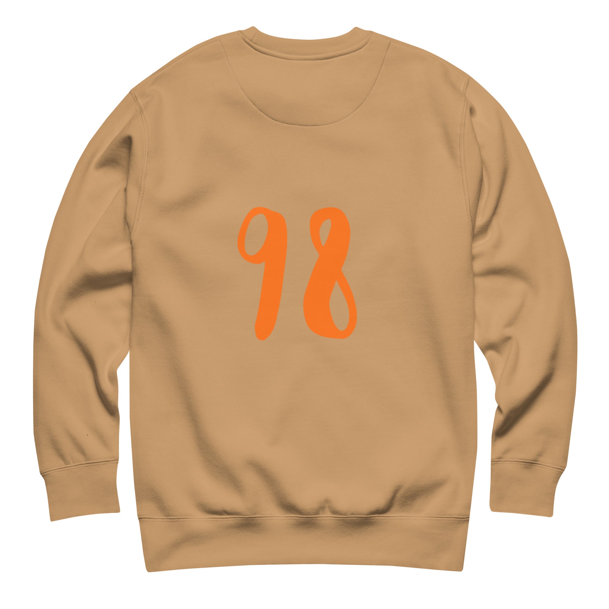 Unisex khaki Honey Butter Felpa sweatshirt by Daemon with a relaxed fit and soft cotton fabric, shown from the back view.