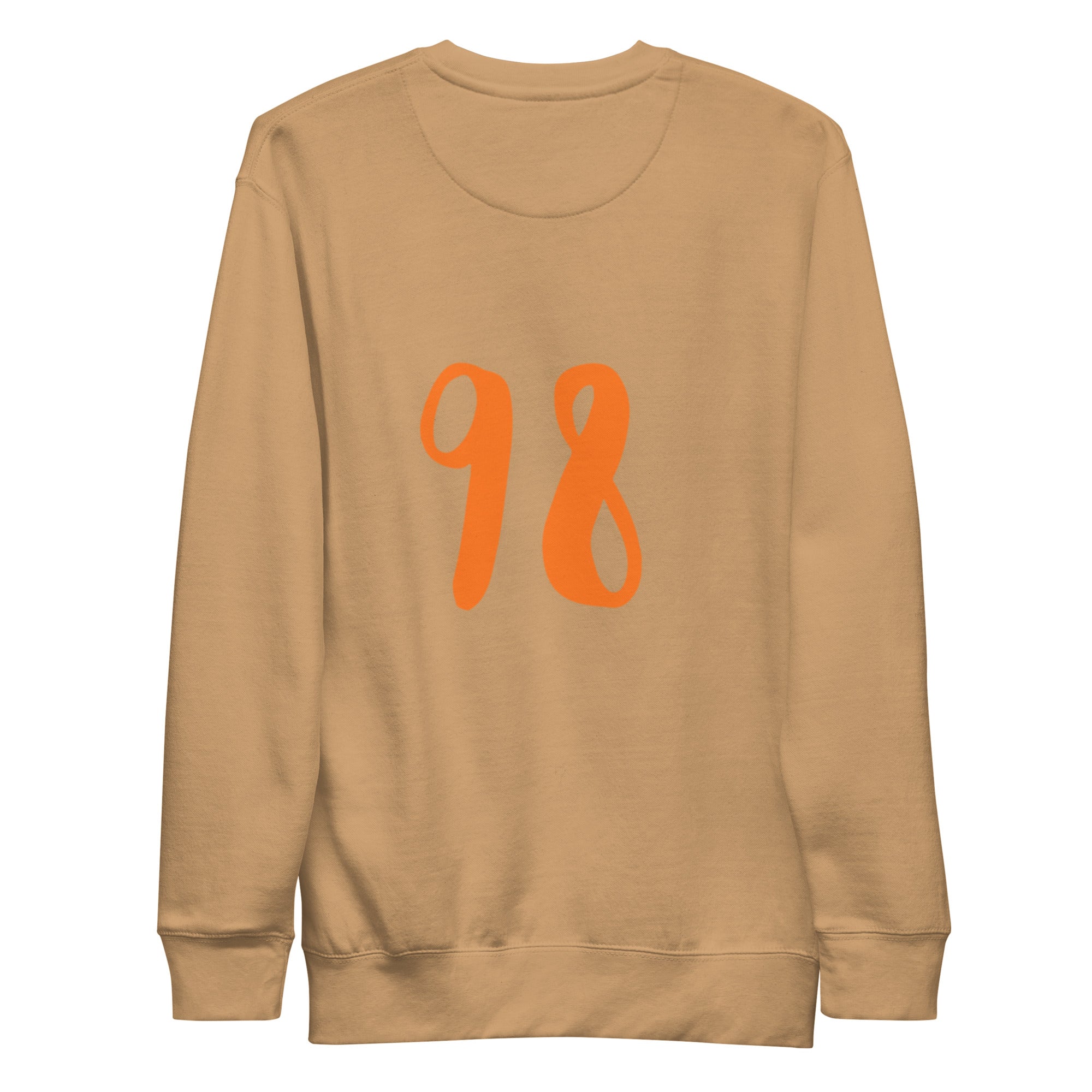 Unisex khaki Honey Butter Felpa sweatshirt by Daemon, showing the back design and premium cotton fabric.
