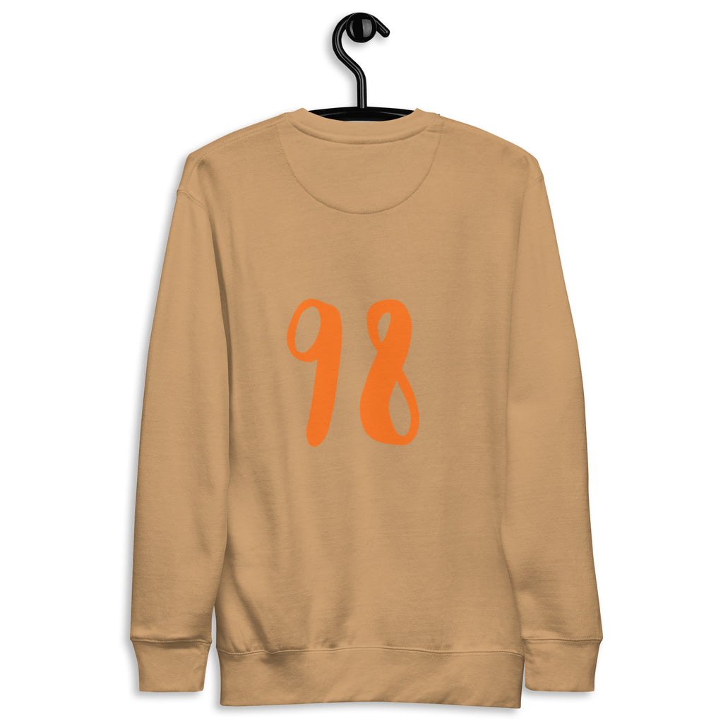 Daemon Honey Butter unisex khaki sweatshirt with a relaxed fit and soft fabric, featuring a subtle back design.