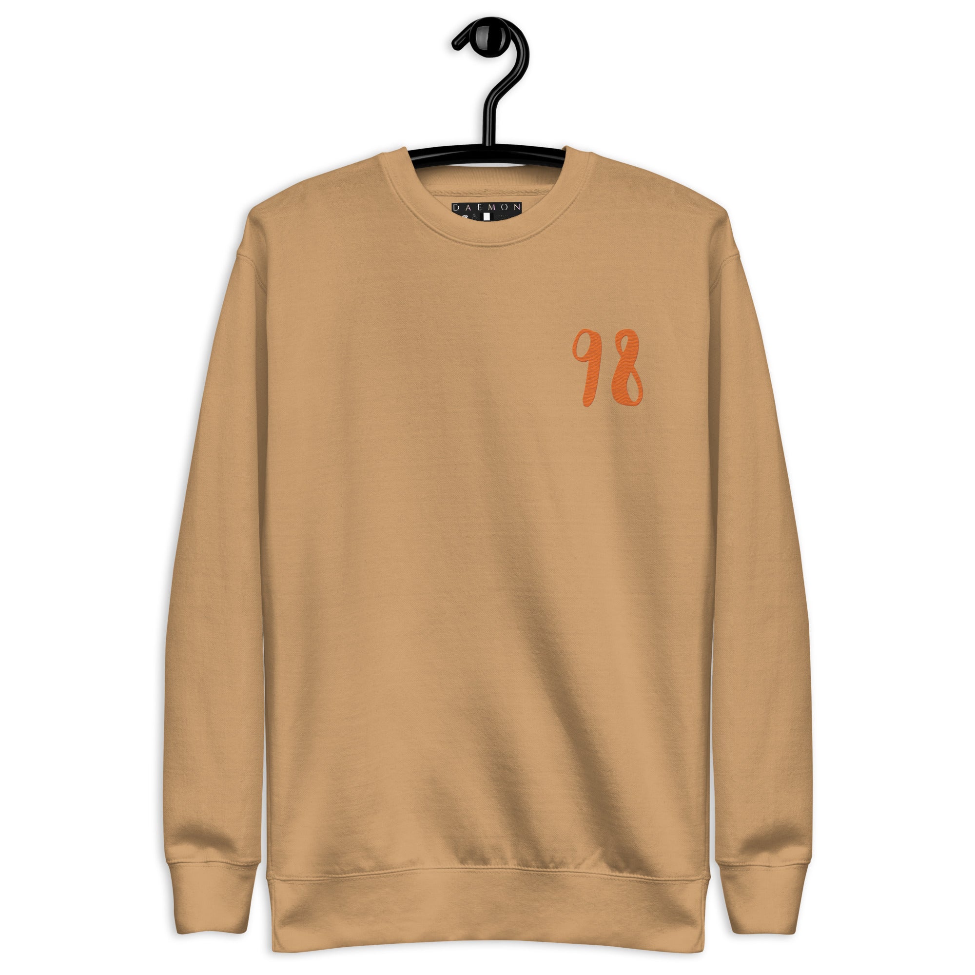 Daemon Honey Butter unisex premium khaki sweatshirt with front design, soft cotton fabric, stylish and comfortable everyday wear.