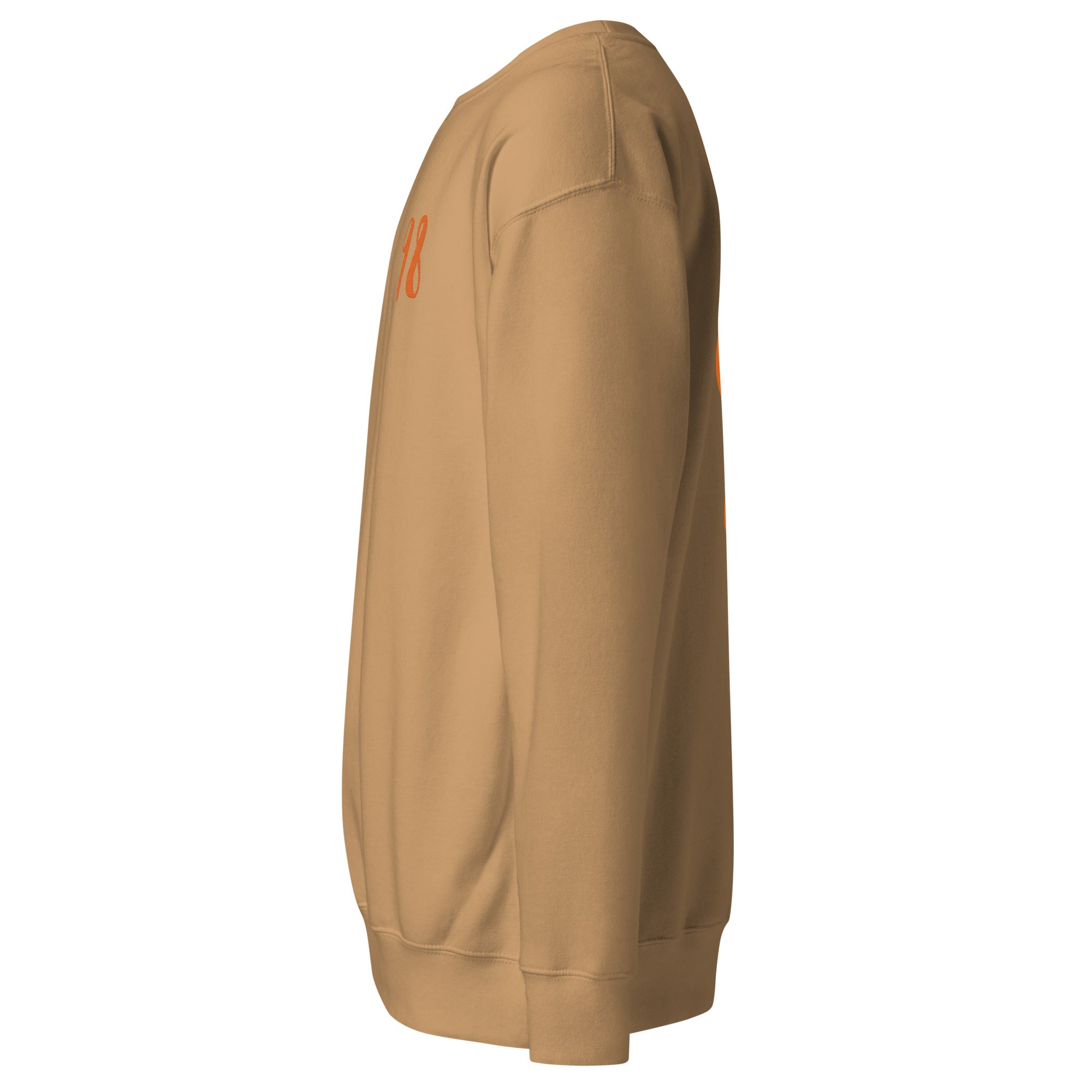 Daemon Honey Butter unisex sweatshirt in khaki, featuring a comfortable, premium fleece fabric and casual style.