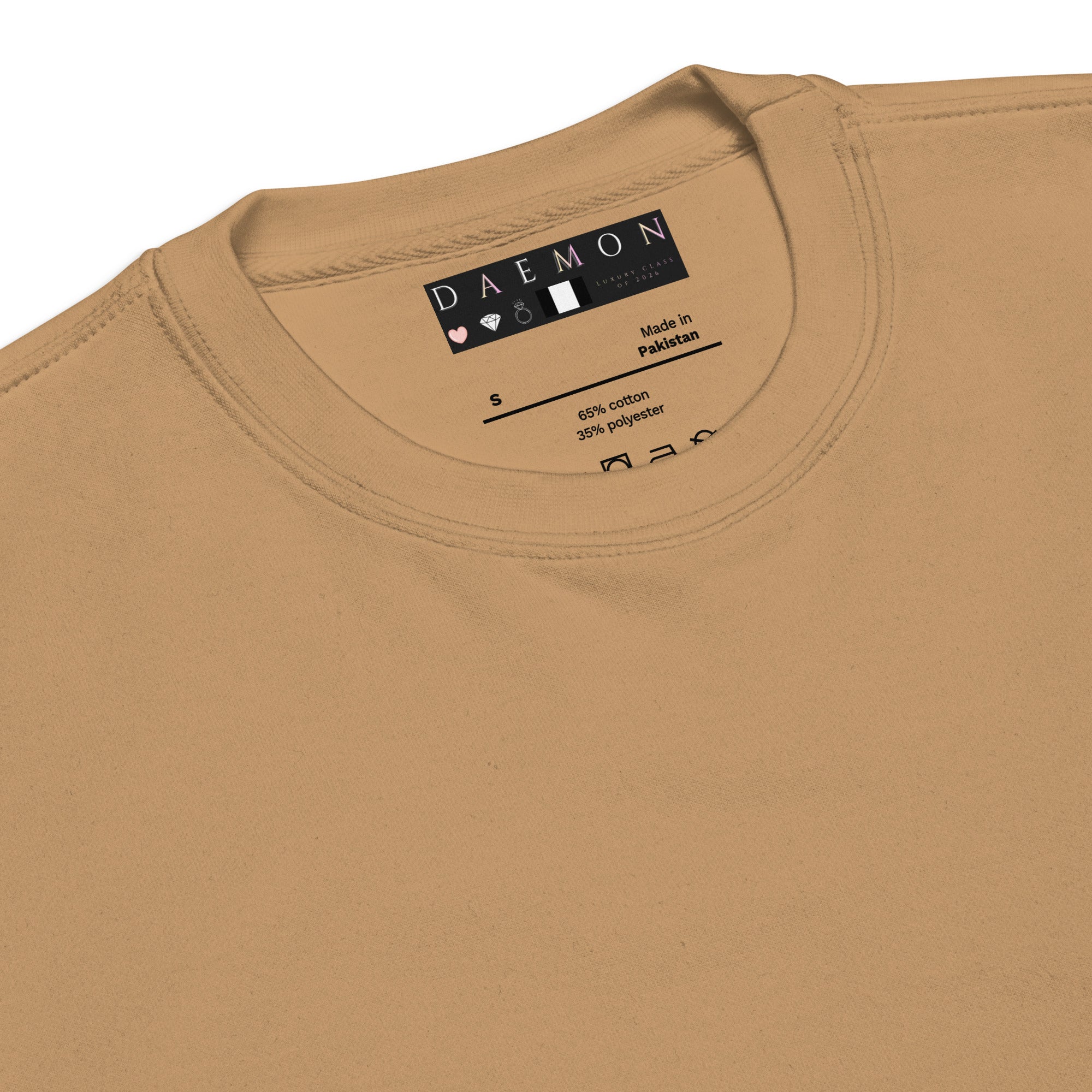 Unisex khaki Honey Butter Daemon sweatshirt with a relaxed fit and soft fabric, ideal for casual wear.