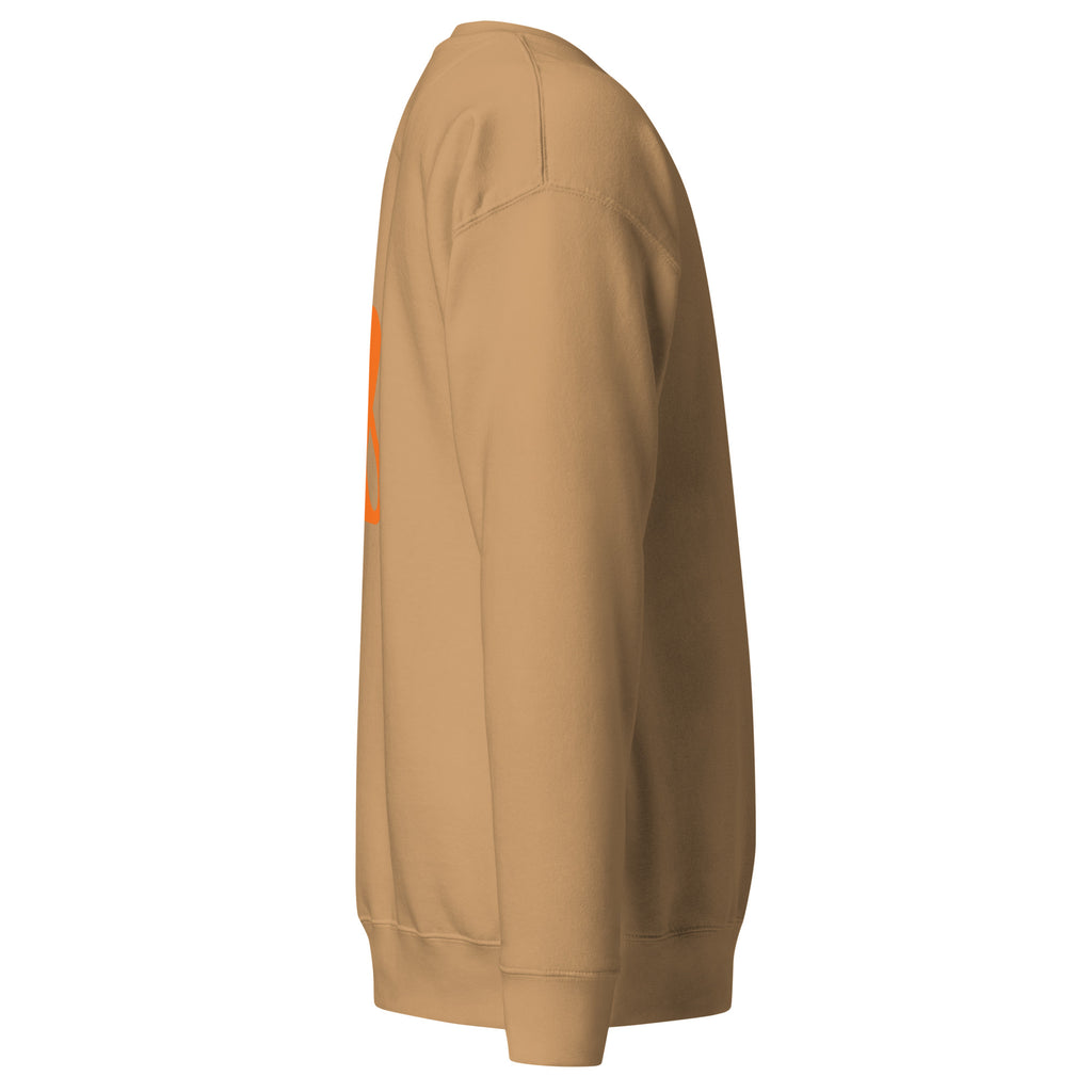 Unisex khaki Honey Butter Felpa sweatshirt by Daemon with a relaxed fit and soft fabric, displayed on a plain background.