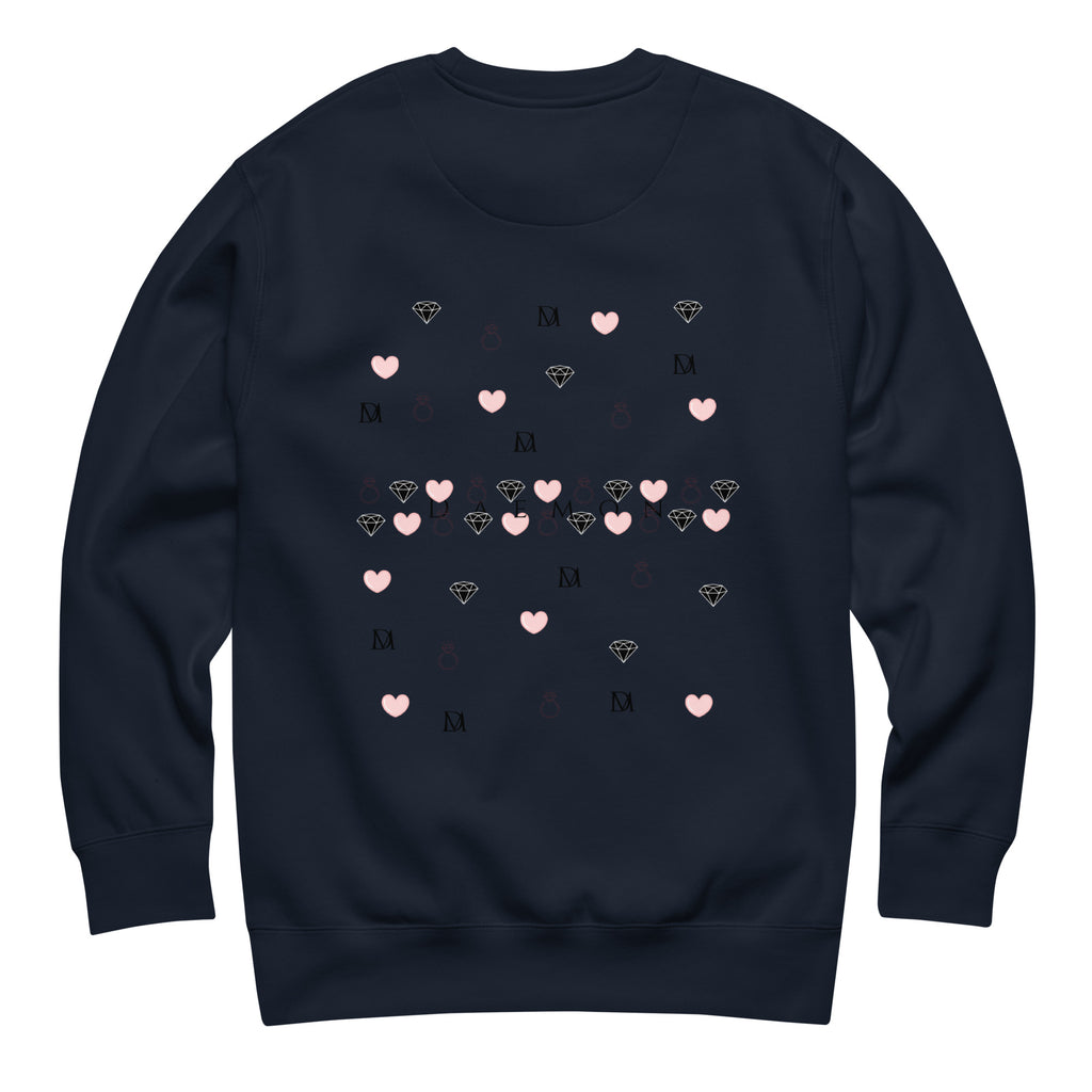 Daemon Oceanic Nights unisex navy blazer sweatshirt with a relaxed fit and premium fleece fabric, back view.