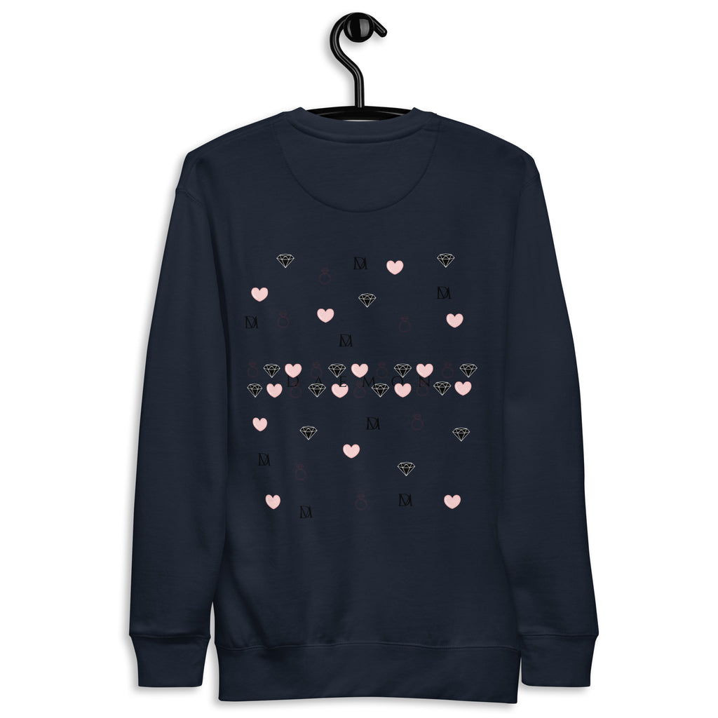 Daemon Oceanic Nights unisex navy blazer sweatshirt with a relaxed fit and comfortable fabric, front view.