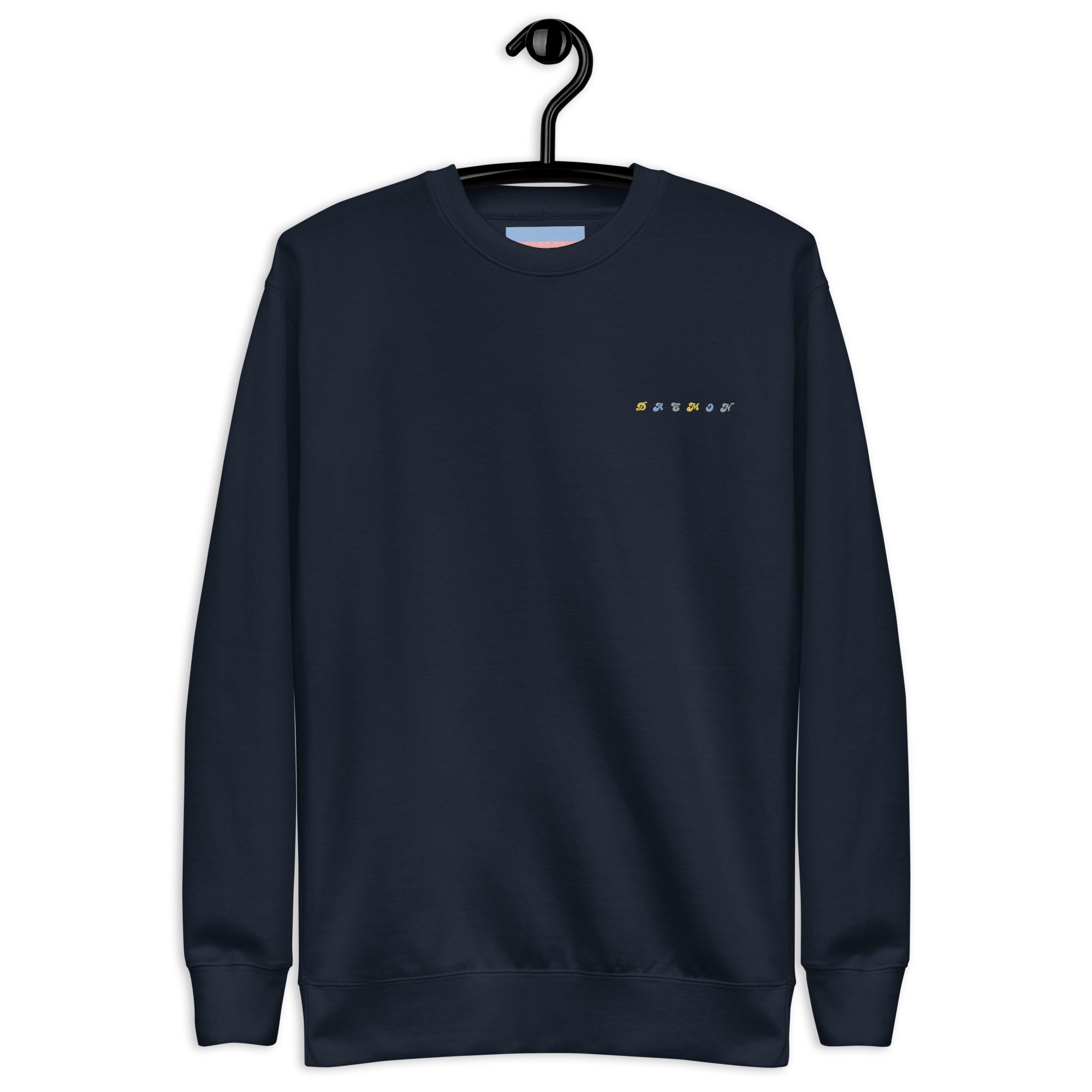 Daemon Oceanic Nights unisex navy blazer sweatshirt with front design, premium casual sweatshirt for everyday wear.
