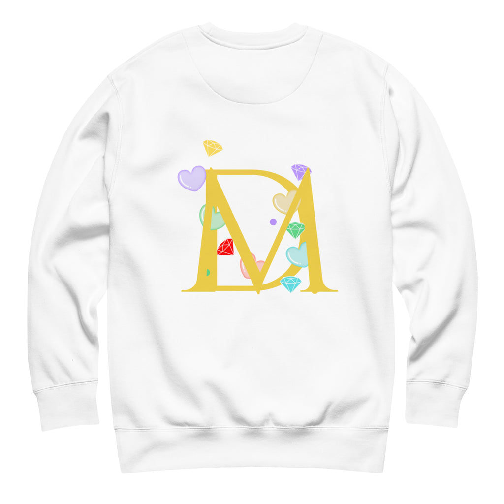Unisex white Daemon Las Palmas Felpa sweatshirt shown from the back, featuring a comfortable, premium casual design.