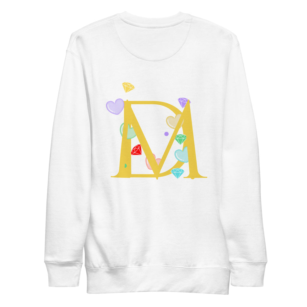 Unisex white Daemon Las Palmas Felpa premium sweatshirt shown from the back, featuring a comfortable fit and stylish design.