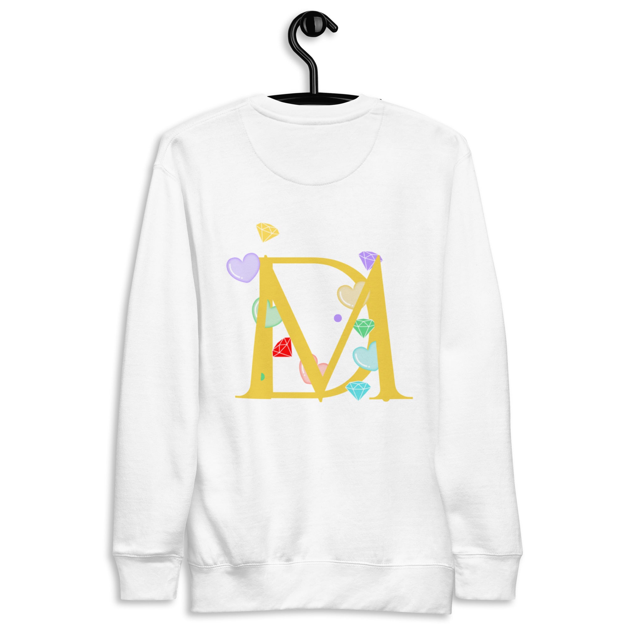 Daemon Las Palmas unisex white fleece sweatshirt, front view showing soft fabric and relaxed fit.