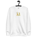 Daemon Las Palmas unisex white fleece sweatshirt with front design, premium casual sweatshirt for everyday wear.