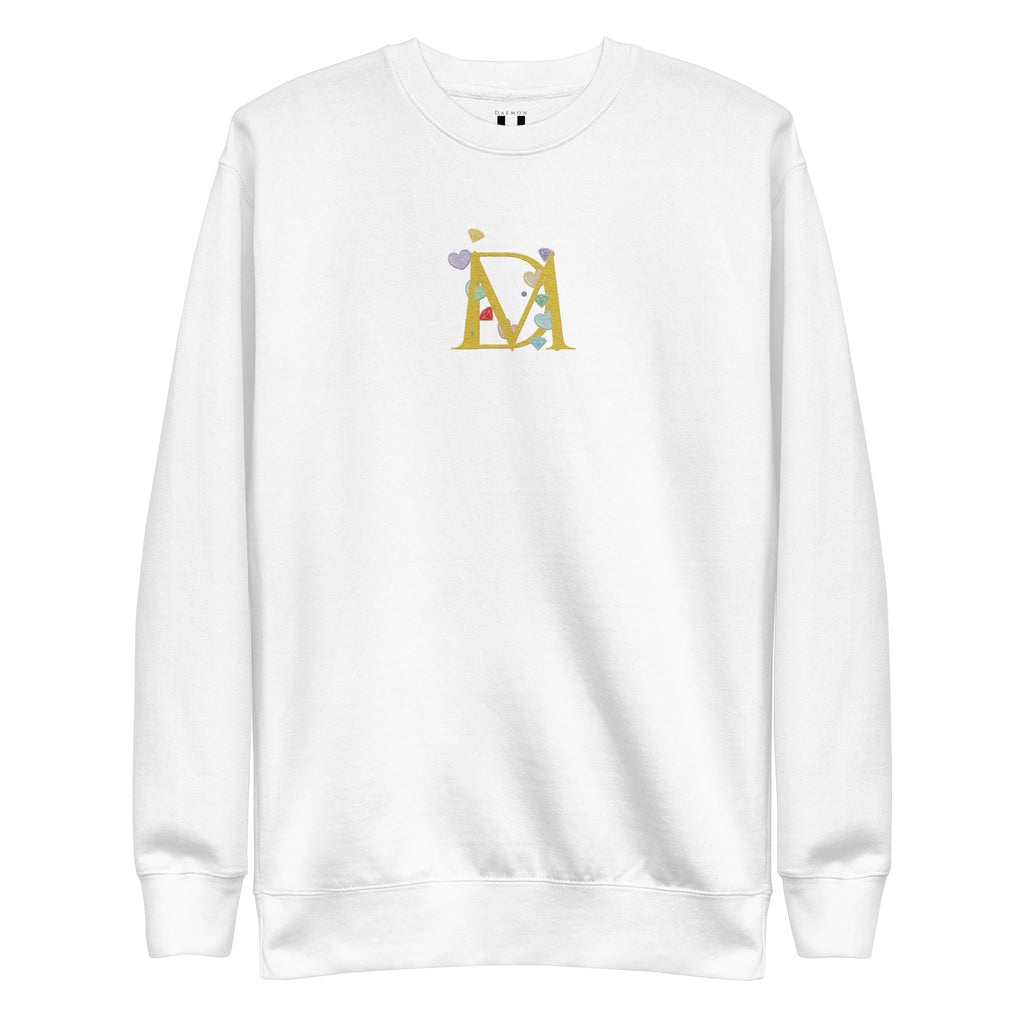 White unisex Las Palmas Daemon premium sweatshirt featuring a front view with bold print and comfortable fit.