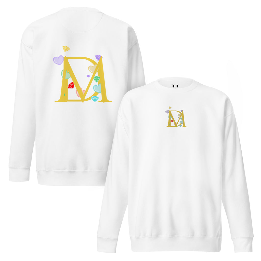Unisex white Las Palmas Felpa sweatshirt by Daemon, front and back view, soft cotton fabric, casual fashion style.