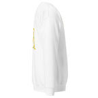 Daemon Las Palmas unisex white fleece sweatshirt with a relaxed fit and soft fabric, ideal for casual wear.