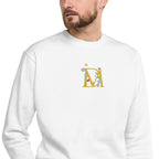 White Daemon Las Palmas unisex premium sweatshirt with soft fleece fabric and subtle branding detail.