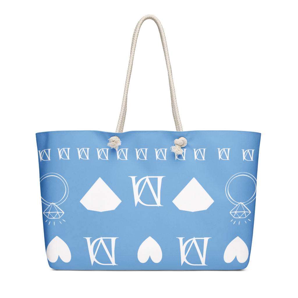 White Frosted Diamonds Rees Borsetta weekender bag by Daemon, showing the stylish exterior and sturdy handles.