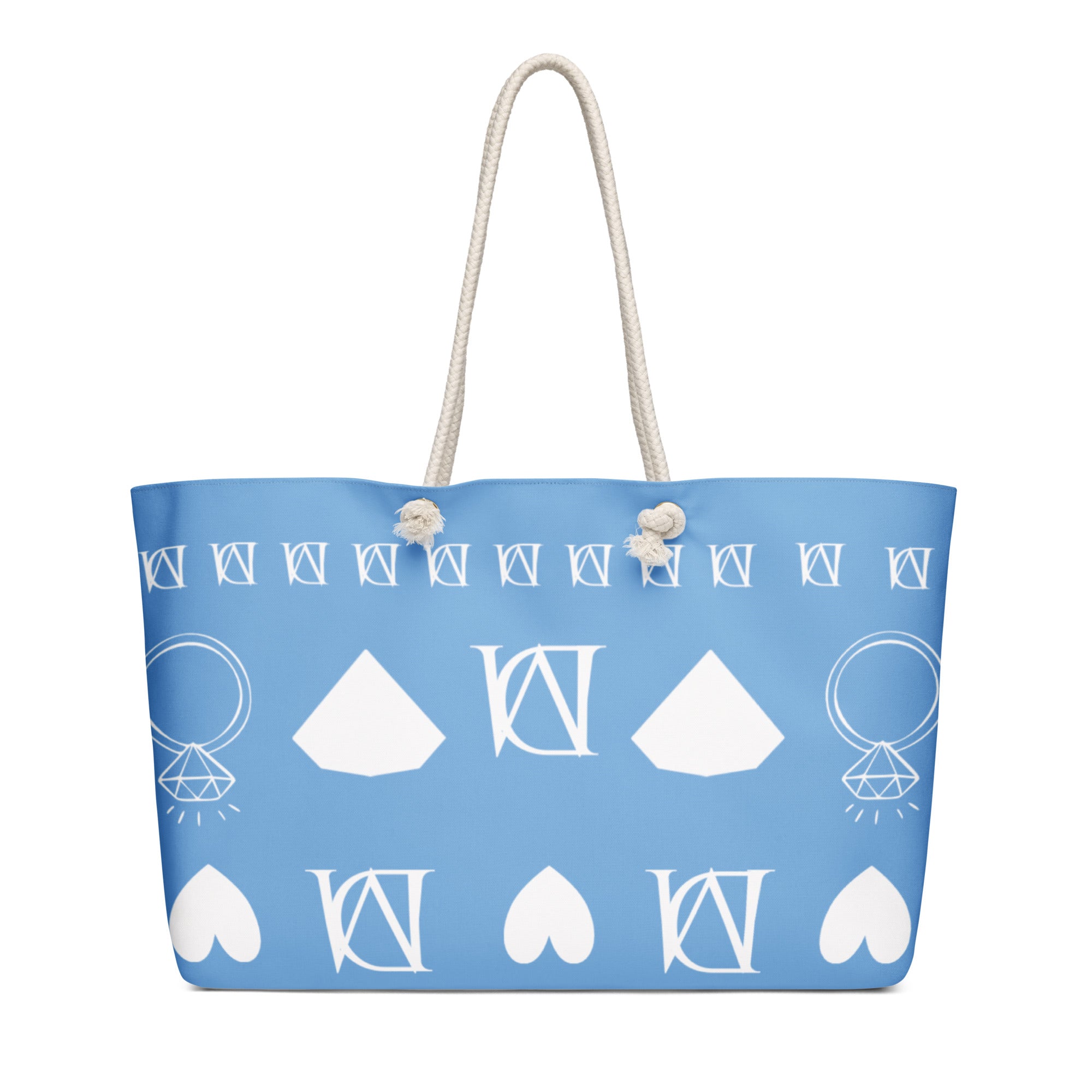 White Frosted Diamonds Rees Borsetta weekender bag by Daemon, showing the stylish exterior and sturdy handles.