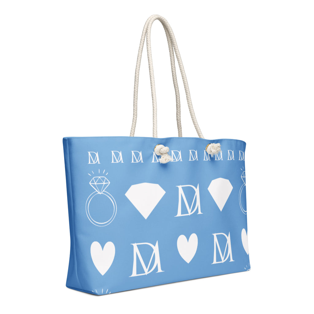 White Frosted Diamonds Rees Daemon weekender bag with sleek design and sturdy handles, shown from the right front view.