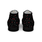 Black women's high-top canvas shoes featuring speckled diamond patterns from Daemon Luxury's NEMESIS Female collection.