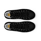 Black high-top canvas shoes from Daemon Luxury's Frosted Diamonds Platinum Dim Female collection, featuring stylish design details.