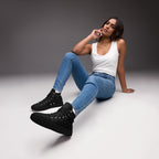 Black high-top canvas shoes with frosted diamond accents, Platinum Dim Female design by Daemon Luxury.
